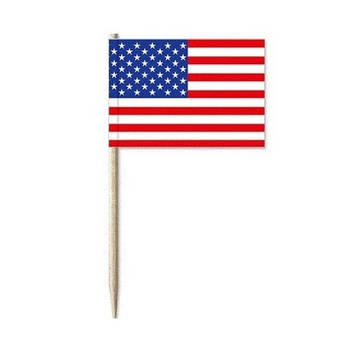 USA Amerikaanse mini vlaggetjes 100s - Cocktailprikkers