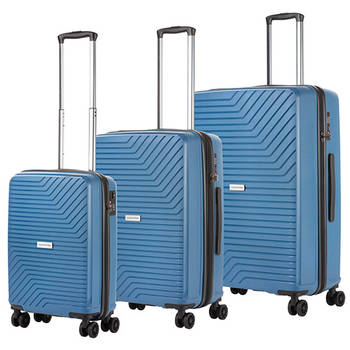CarryOn Transport TSA Kofferset - 3-delige Trolleyset met OKOBAN - USB - Blauw