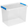 Q-line opbergbox 72L transparant blauw