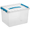 Sunware - Q-line opbergbox 22L transparant blauw - 40 x 30 x 26 cm