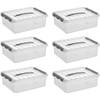 Sunware Q-line Opbergbox Transparant/Grijs 10 liter - Set van 6 stuks