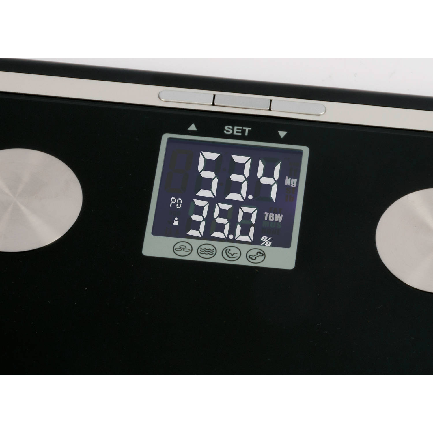 Grundig personenweegschaal gewicht, vet, vocht, spiermassa - tot 150kg - geheugen: 10 | Blokker