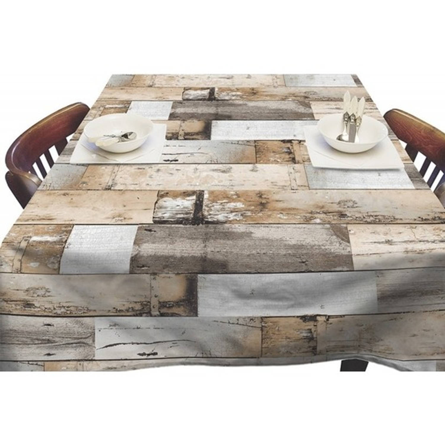 Weggelaten Toevallig cent Buiten tafelkleed/tafelzeil houten planken 140 x 250 cm - Tafelzeilen |  Blokker