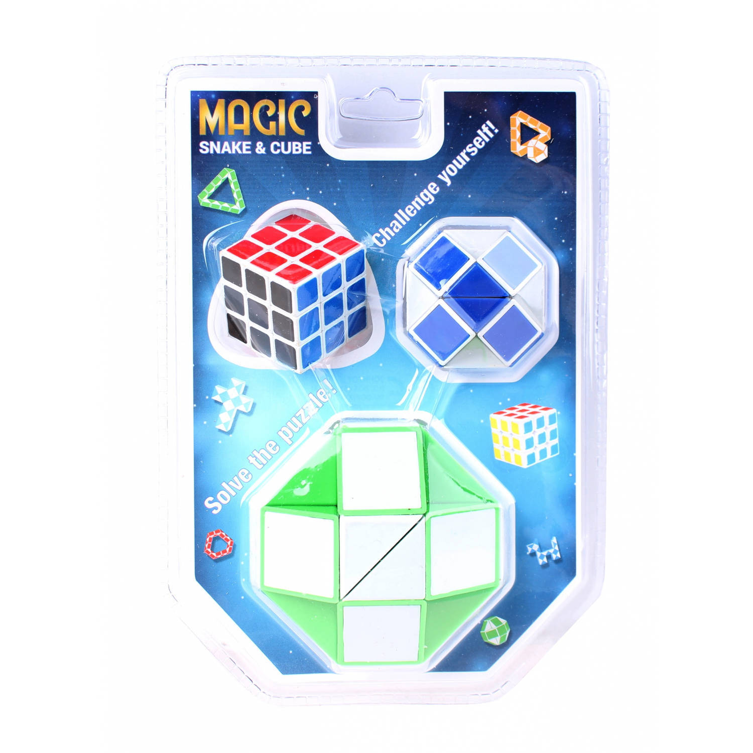 Johntoy puzzel Magische kubus en slang 3 delig groen
