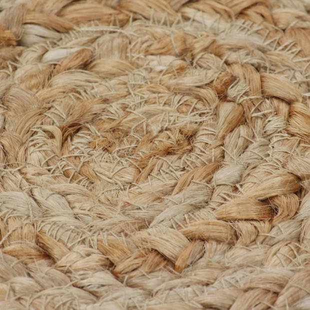 The Living Store naturel gevlochten jute tapijt - rond 90 cm - handgemaakt