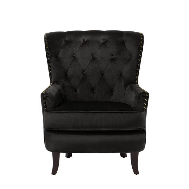 Beliani VIBORG II - Fauteuil-Zwart-Fluweel