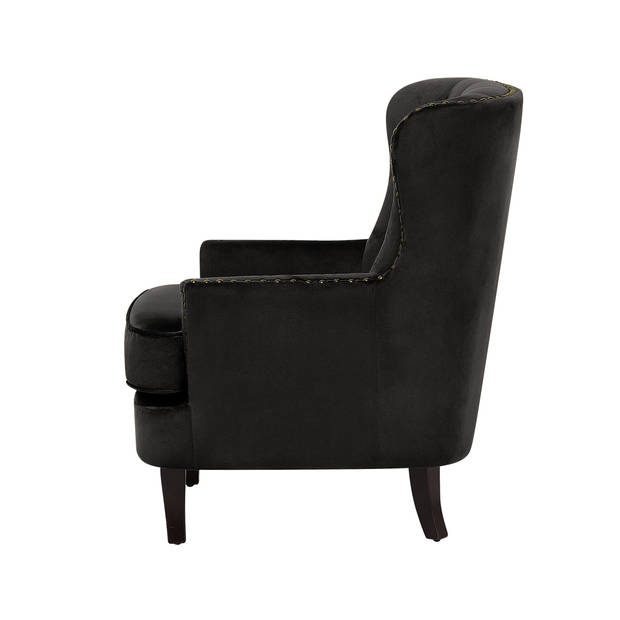 Beliani VIBORG II - Fauteuil-Zwart-Fluweel