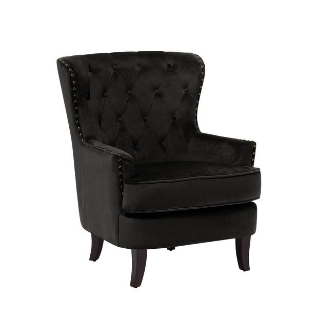 Beliani VIBORG II - Fauteuil-Zwart-Fluweel