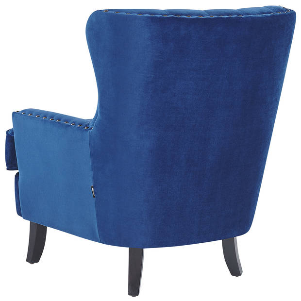 Beliani VIBORG - Fauteuil-Blauw-Fluweel