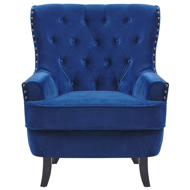 Beliani VIBORG - Fauteuil-Blauw-Fluweel