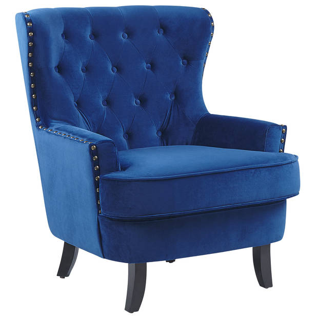 Beliani VIBORG - Fauteuil-Blauw-Fluweel