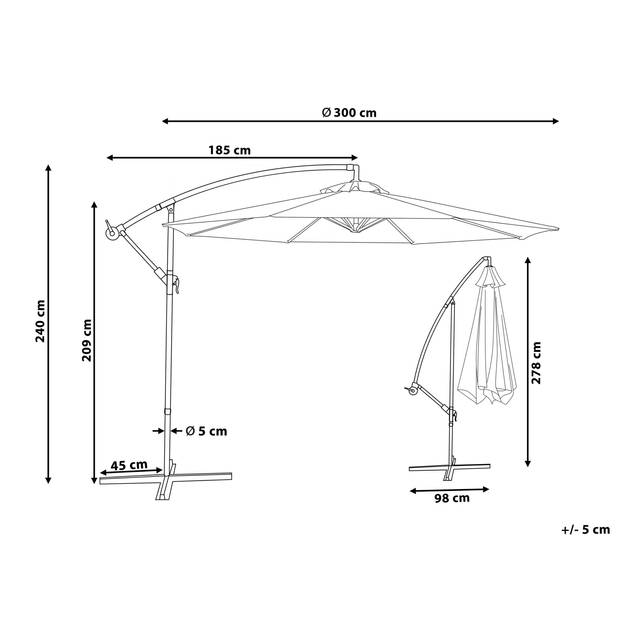 Beliani RAVENNA - Cantilever parasol-Rood-Polyester