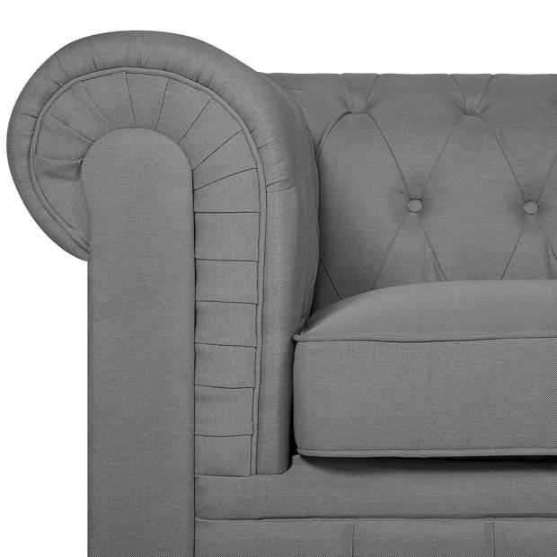 Beliani CHESTERFIELD - Fauteuil-Grijs-Polyester