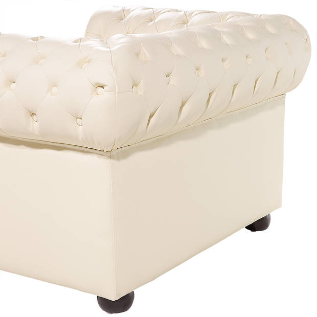 Beliani CHESTERFIELD - Fauteuil-Beige-Leer