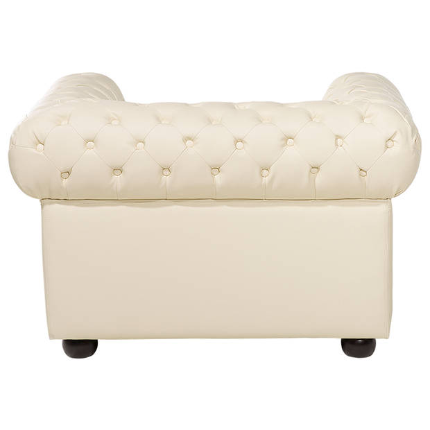 Beliani CHESTERFIELD - Fauteuil-Beige-Leer