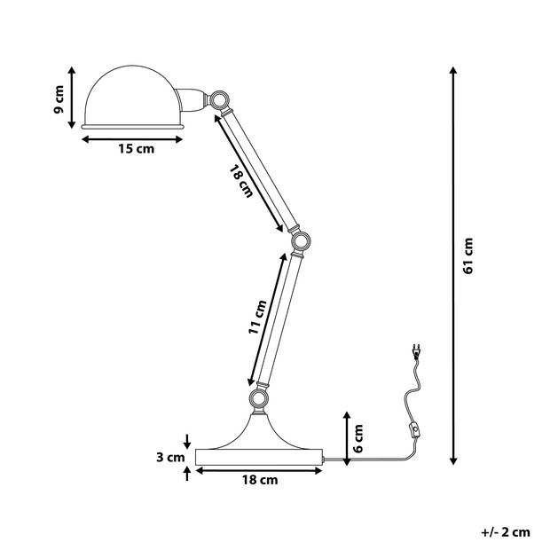 Beliani CABRIS - Bureaulamp-Wit-Metaal