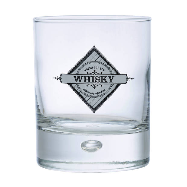 Whisky tumbler glazen - 12x - Disco serie - transparant - 290 ml - Whiskeyglazen