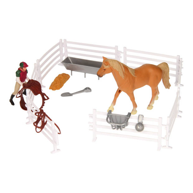 Kids globe paarden speelset met paard ruiter en accessoires