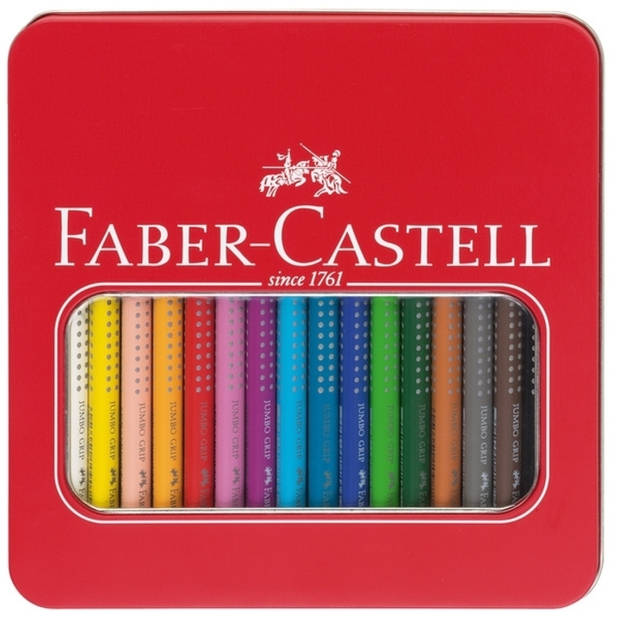kleurpotlood Faber Castell Jumbo GRIP etui met 16 stuks assorti