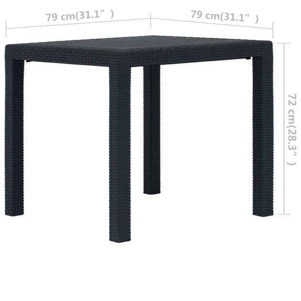 vidaXL Tuintafel 79x79x72 cm rattan-look kunststof antraciet