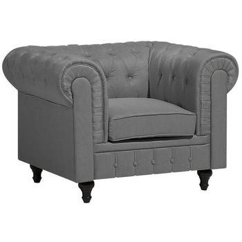 Beliani CHESTERFIELD - Fauteuil-Grijs-Polyester