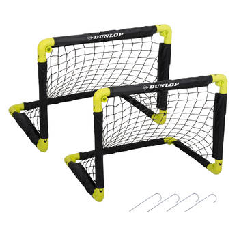 Dunlop Voetbaldoelen Set - Twee Stuks - Voetballen - Inklapbaar - Lichtgewicht - Zwart