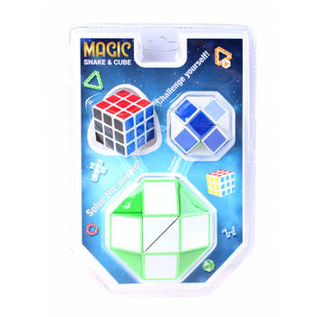 Johntoy puzzel Magische kubus en slang 3-delig groen