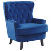 Beliani VIBORG - Fauteuil-Blauw-Fluweel