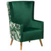 Beliani ONEIDA - Oorfauteuil-Groen-Fluweel