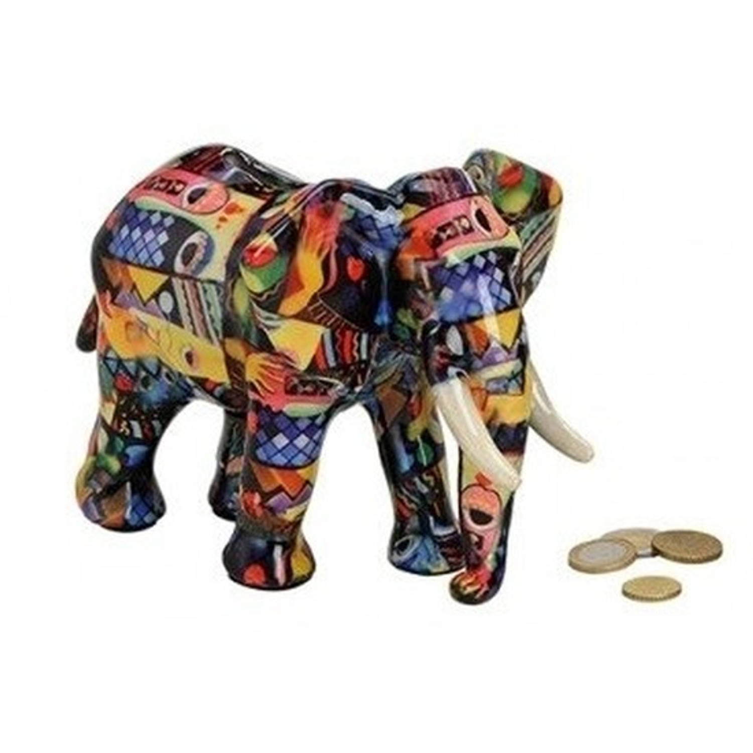 Luxe spaarpot olifant blauw van keramiek 22 cm Olifanten safaridieren spaarpotten Cadeau