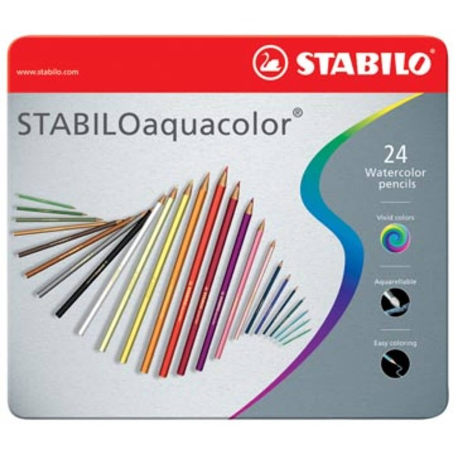 Kleurpotloden Stabilo Aquacolor 24stuks metalen etui assorti