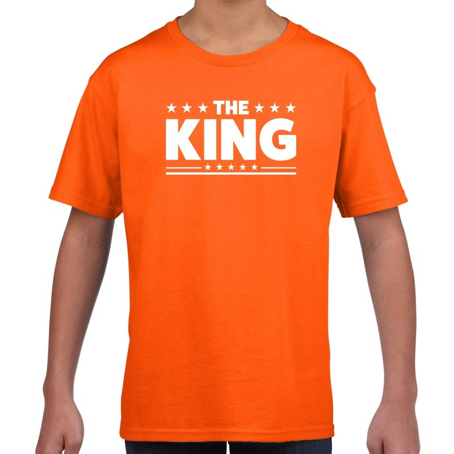 The King tekst t-shirt oranje kids - shirt The King - oranje kleding XL (164-176) |