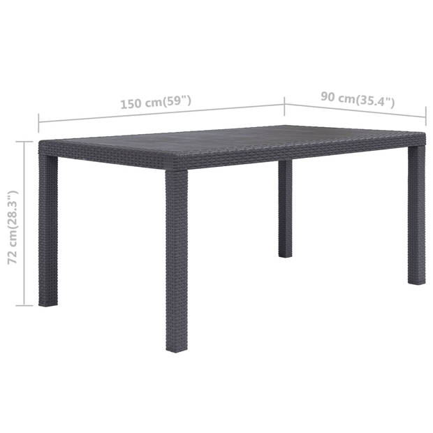 vidaXL Tuintafel 150x90x72 cm rattan-look kunststof bruin