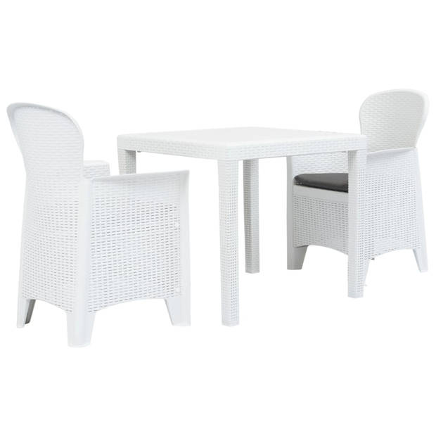 vidaXL 3-delige Bistroset rattan-look kunststof wit