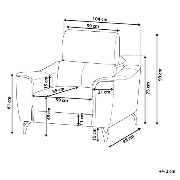 Beliani NARWIK - Fauteuil-Bruin-Leer, Kunstleer