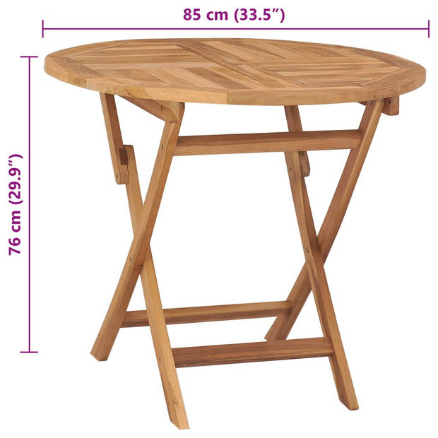 vidaXL Tuintafel inklapbaar 85x76 cm massief teakhout