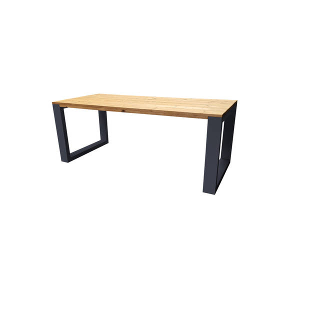 Wood4you - Eettafel New Orleans Roasted wood - 190/90 cm - 190/90 cm Antraciet - Eettafels