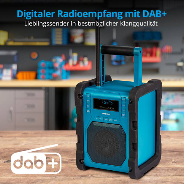 MEDION LIFE P66098 DAB+ bouwradio met bluetooth dot-matrix lcd-display DAB+ PLL-FM RDS stootbestendige