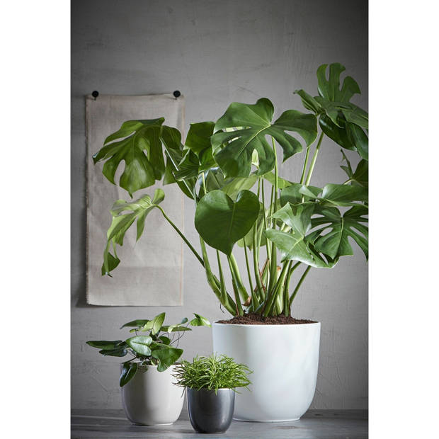 Bloempot antraciet grijs keramiek voor kamerplant H25 x D28 cm - Plantenpotten