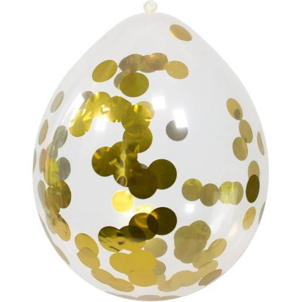 4x Transparante ballon gouden confetti 30 cm - Ballonnen
