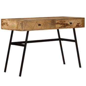 The Living Store Schrijftafel Industrieel - 110 x 50 x 75 cm - Massief mangohout - Stalen poten