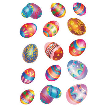 30x Gekleurde paaseieren stickers met glitters - Stickers