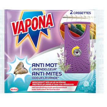 Vapona Insecten Bestrijding - Anti Mot Cassettes Lavendelgeur - 2st.