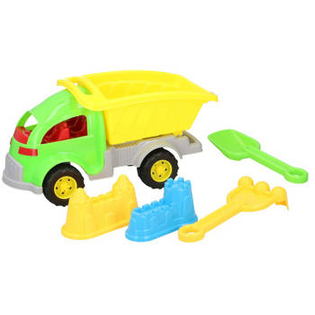 Zandbak speelgoed groene truck/kiepwagen 5-delig 33 cm - Zandspeelsets