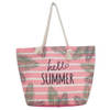 Strandtas roze/wit gestreept Hello Summer 54 cm - Strandtassen