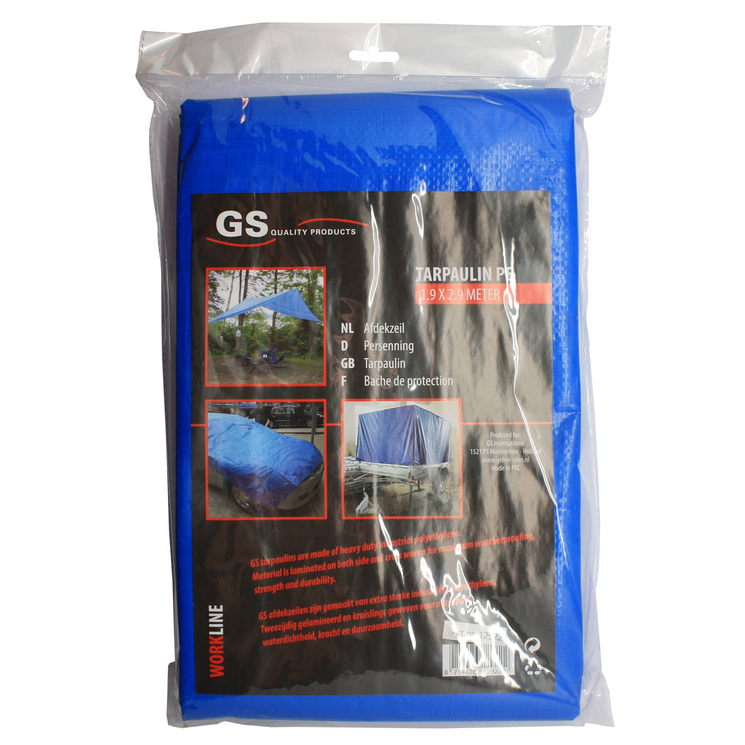 GS afdekzeil 190 x 290 cm - Grondzeil of Dekzeil voor Kamperen | Zwembad | Tent - Blauw