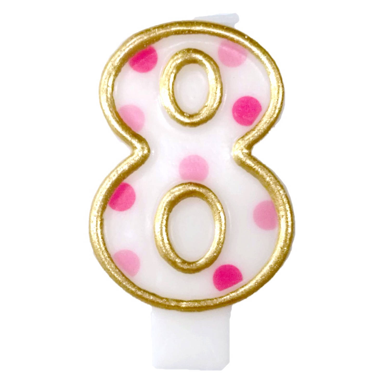 Haza Original verjaardagskaars cijfer 8 goud-roze 6 cm