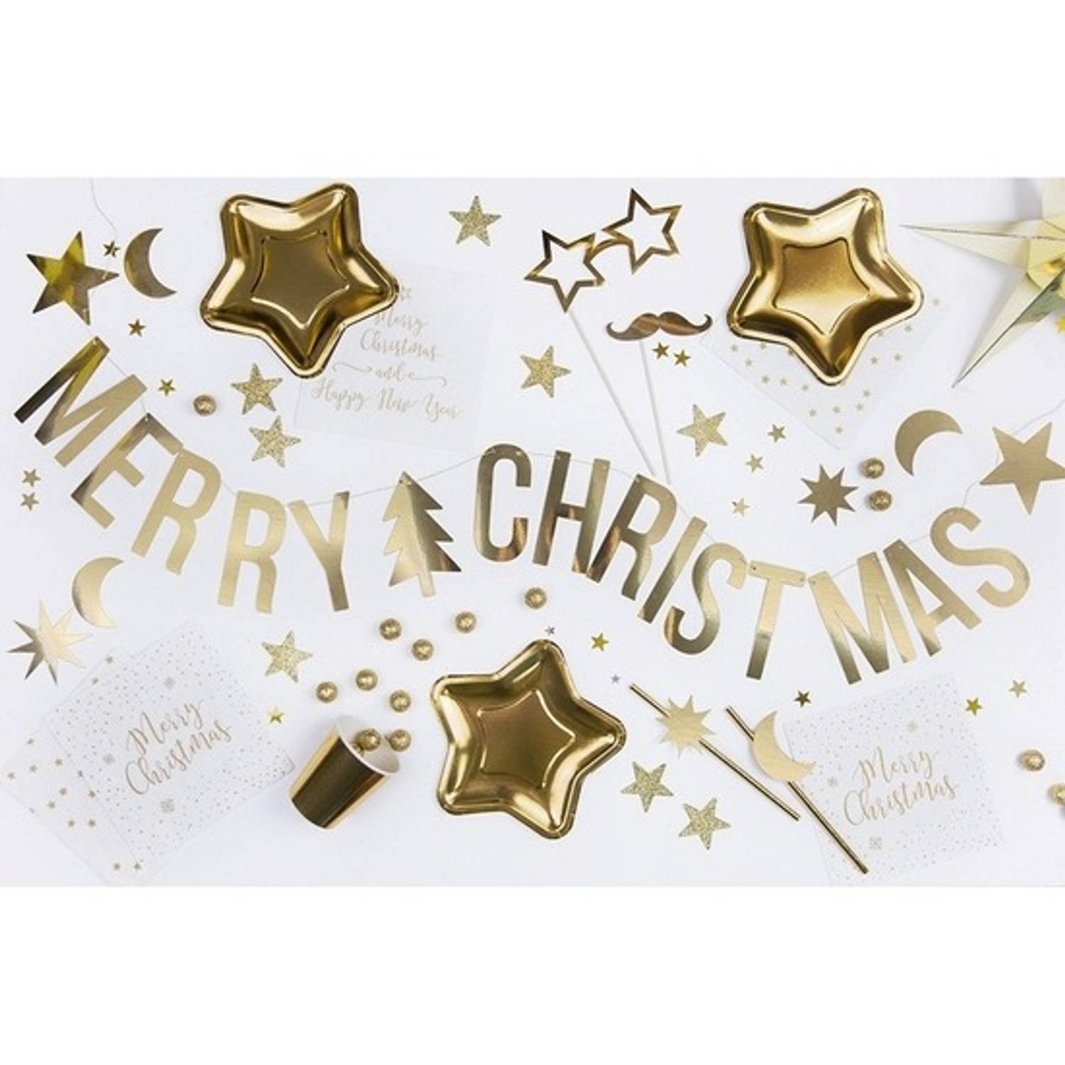forum Fonetiek Hick Gouden Merry Christmas DIY Kerst banner slinger 20 x 175 cm | Blokker
