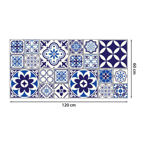 Walplus Spaans en Marokkaans Melange - Home Decoratie Sticker - Vloersticker/Wandsticker - Blauw - 120x60 cm