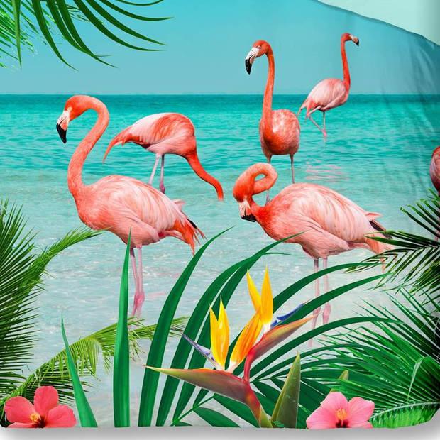 Pure Flamingo dekbedovertrek - 100% microvezel - 1-persoons (140x200/220 cm + 1 sloop) - Multi